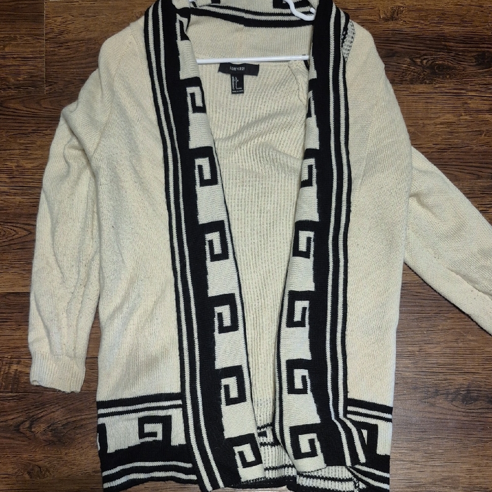 Forever 21 Cream and Black Cardigan